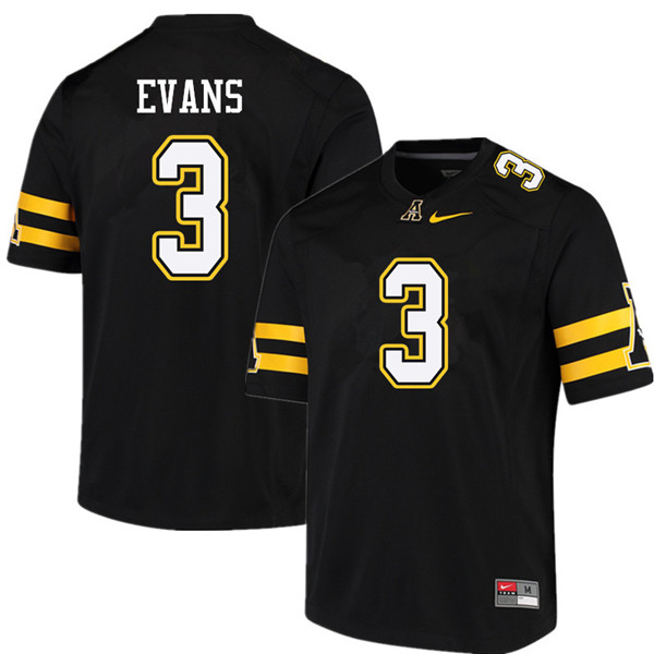 Men #3 Darrynton Evans Appalachian State Mountaineers College Football Jerseys Sale-Black